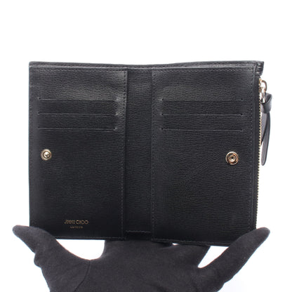 LITZY クロコ型押し 二つ折り財布 レザー ブラック ジミーチュウ