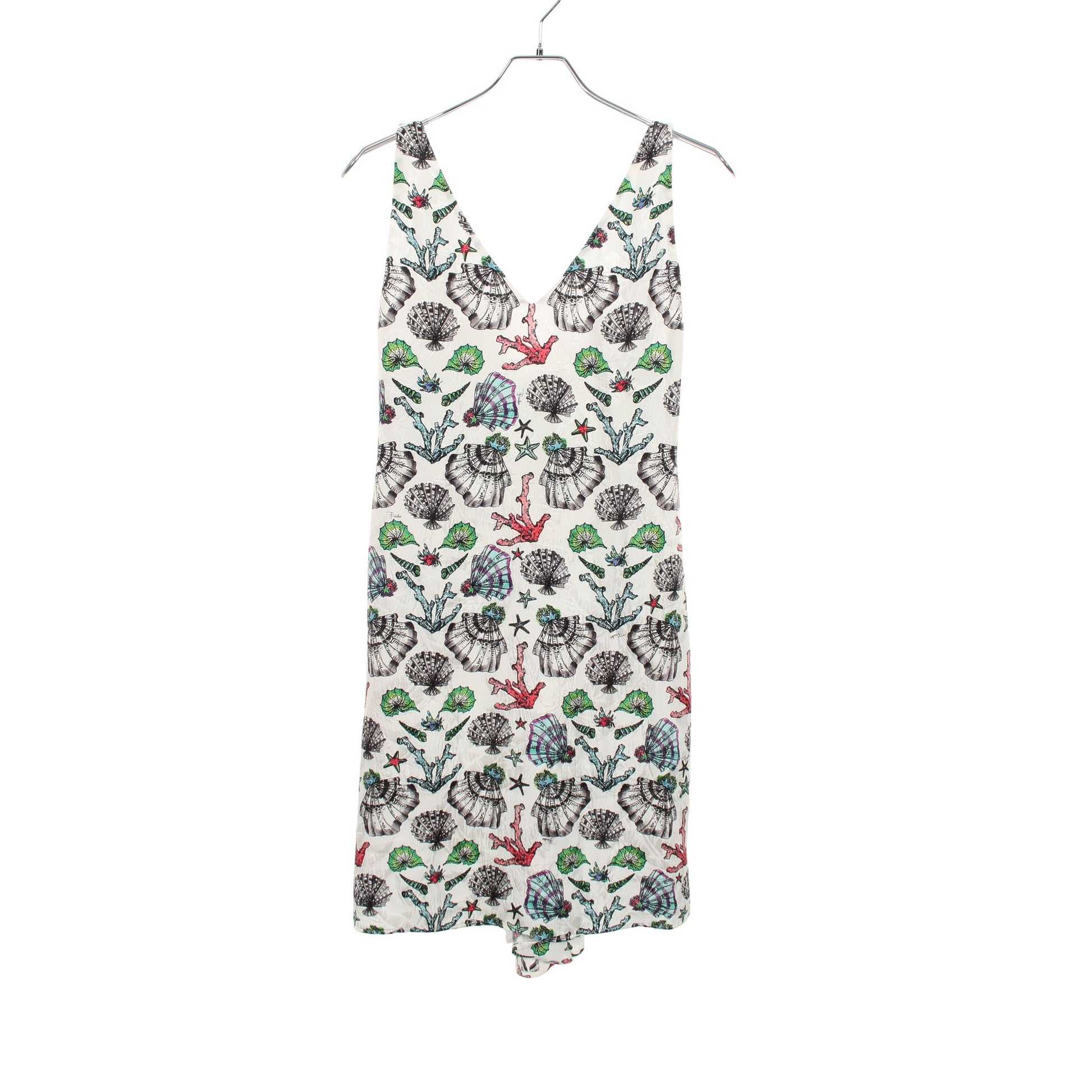 シェル柄 ノースリーブ ワンピース シルク ホワイト マルチカラー エミリオプッチ ワンピース EMILIO PUCCI