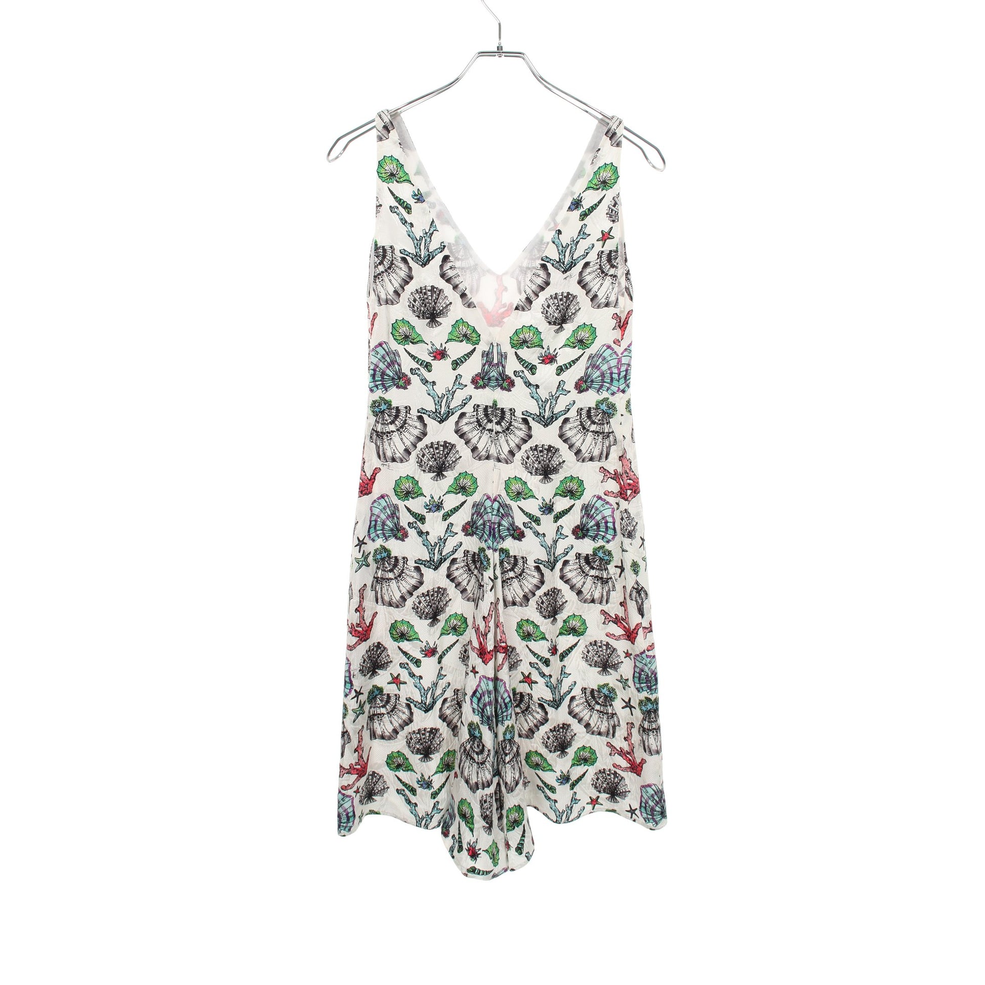 シェル柄 ノースリーブ ワンピース シルク ホワイト マルチカラー エミリオプッチ ワンピース EMILIO PUCCI