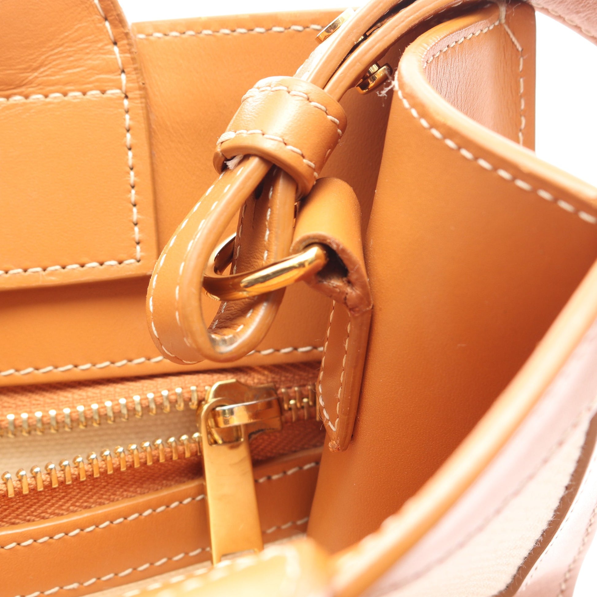 スモール バーティカル カバ 2WAY ハンドバッグ トートバッグ キャンバス レザー アイボリー ライトブラウン セリーヌ バッグ CELINE