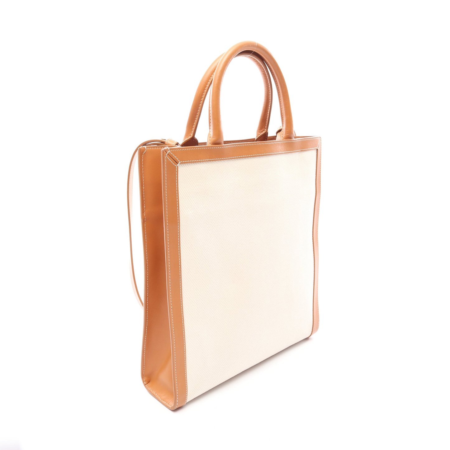 スモール バーティカル カバ 2WAY ハンドバッグ トートバッグ キャンバス レザー アイボリー ライトブラウン セリーヌ バッグ CELINE