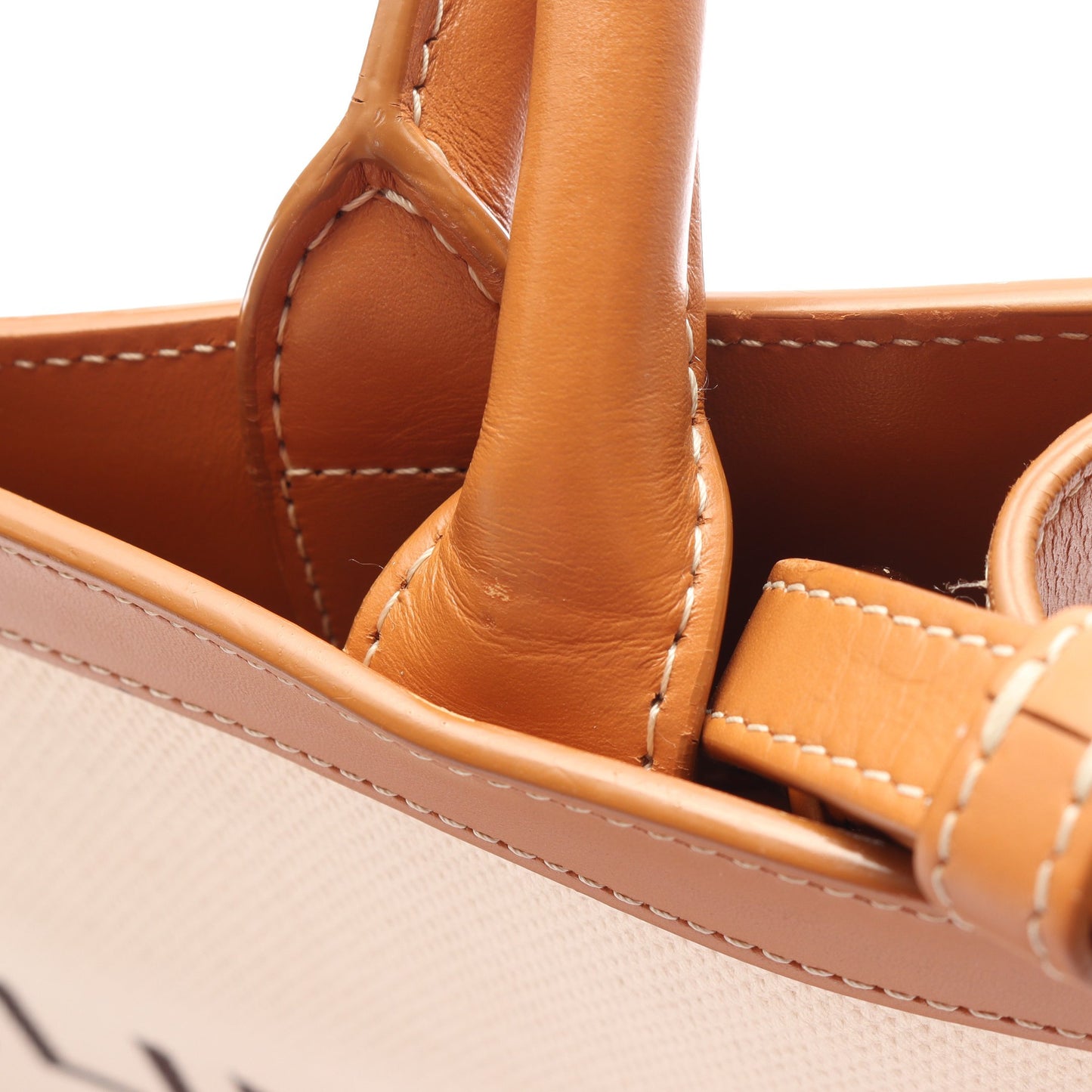 スモール バーティカル カバ 2WAY ハンドバッグ トートバッグ キャンバス レザー アイボリー ライトブラウン セリーヌ バッグ CELINE