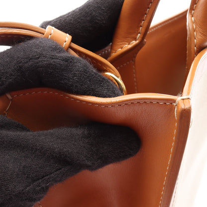 スモール バーティカル カバ 2WAY ハンドバッグ トートバッグ キャンバス レザー アイボリー ライトブラウン セリーヌ バッグ CELINE