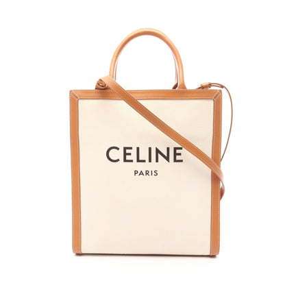 スモール バーティカル カバ 2WAY ハンドバッグ トートバッグ キャンバス レザー アイボリー ライトブラウン セリーヌ バッグ CELINE