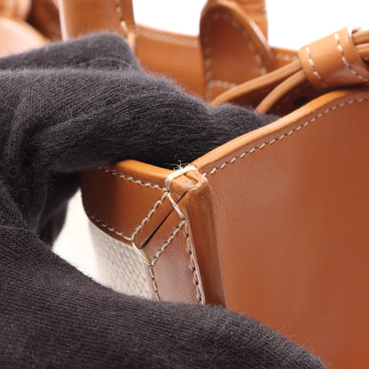 スモール バーティカル カバ 2WAY ハンドバッグ トートバッグ キャンバス レザー アイボリー ライトブラウン セリーヌ バッグ CELINE