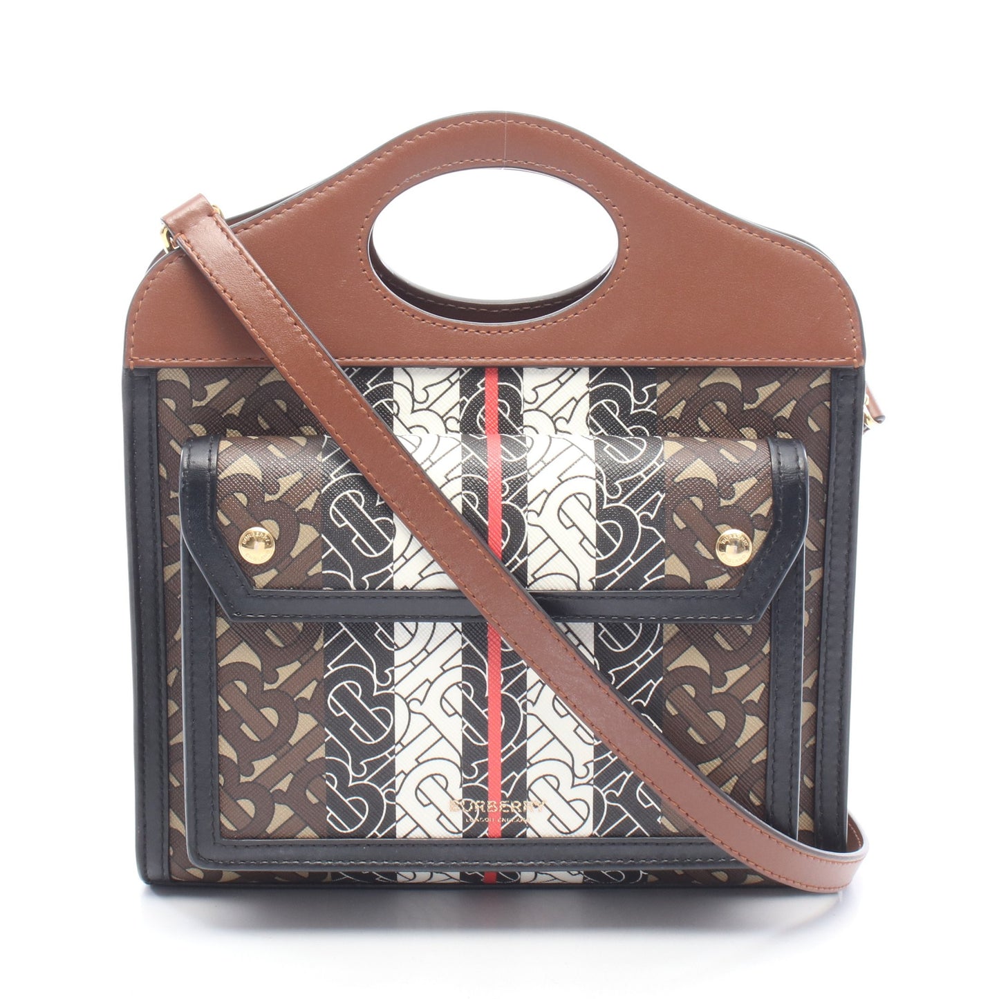 MINI POCKET BAG 2WAY ハンドバッグ PVC レザー ブラック ブラウン マルチカラー バーバリー