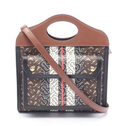 MINI POCKET BAG 2WAY ハンドバッグ PVC レザー ブラック ブラウン マルチカラー バーバリー