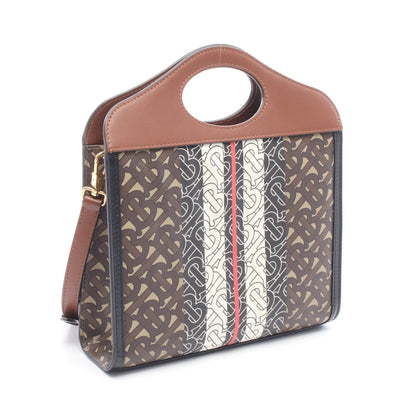 MINI POCKET BAG 2WAY ハンドバッグ PVC レザー ブラック ブラウン マルチカラー バーバリー