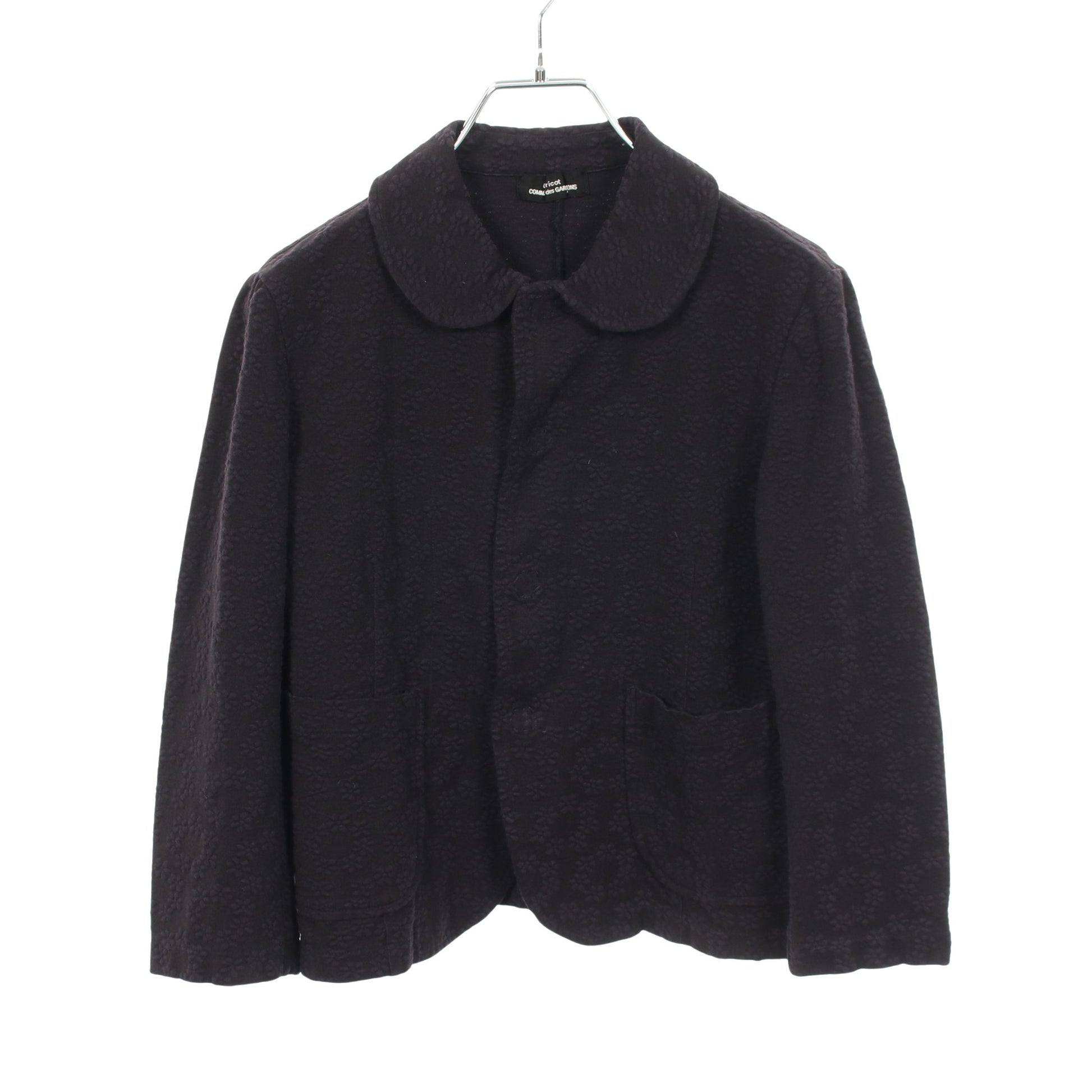 花柄 エンボス加工 ジャケット コットン ネイビー トリココムデギャルソン アウター tricot COMME des GARCONS