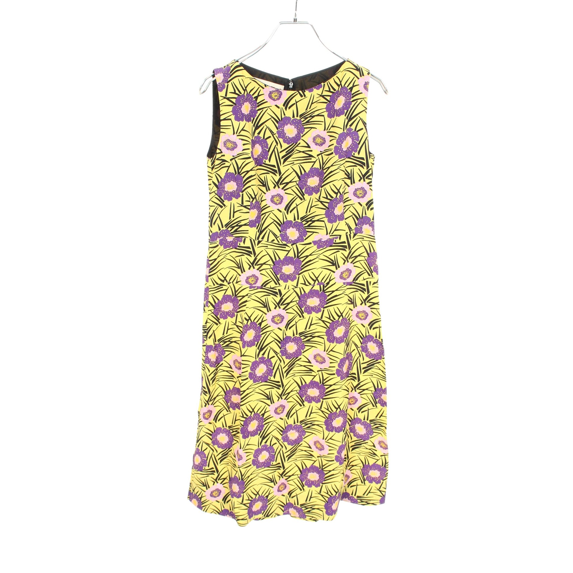 ノースリーブ 花柄 ワンピース レーヨン イエロー マルチカラー マルニ ワンピース MARNI