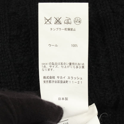 ケーブルニット カーディガン ウール ブラック サカイ
