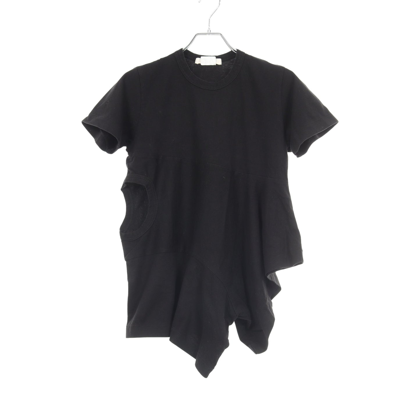 変形デザイン 半袖Tシャツ コットン ブラック コムデギャルソン