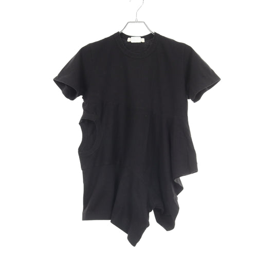変形デザイン 半袖Tシャツ コットン ブラック コムデギャルソン