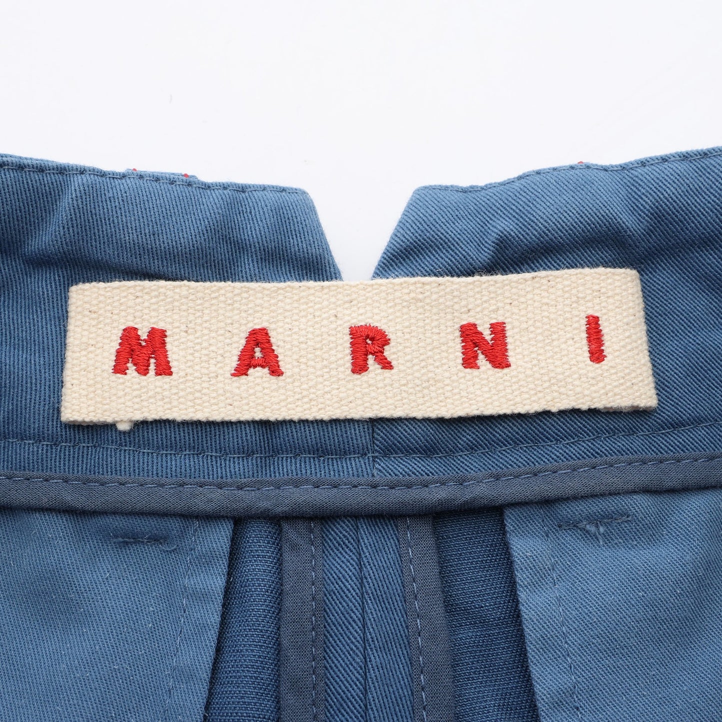 クローバーワッペン ワイド パンツ コットン リネン ブルーグレー ピンクレッド マルニ