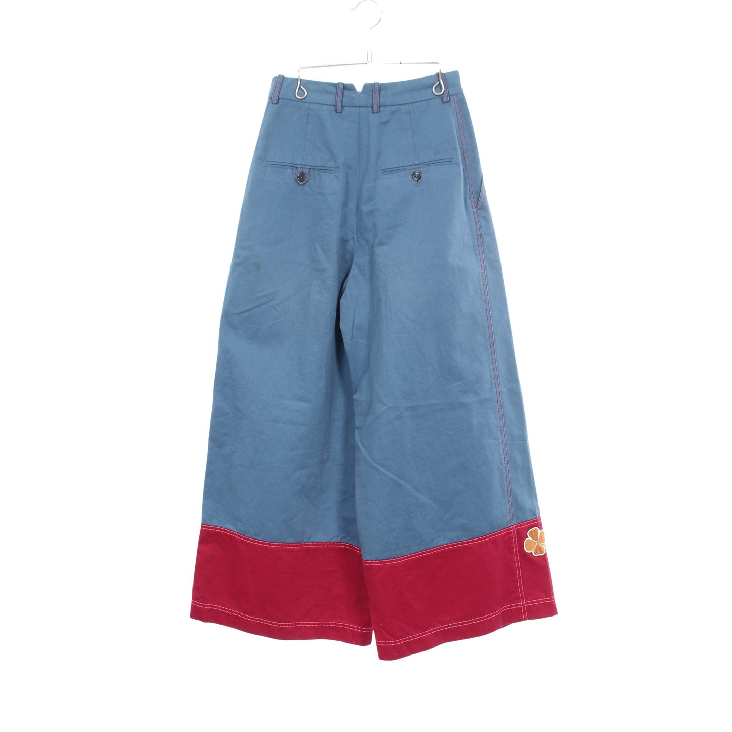 クローバーワッペン ワイド パンツ コットン リネン ブルーグレー ピンクレッド マルニ