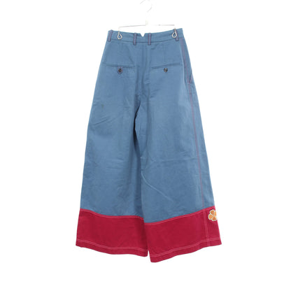 クローバーワッペン ワイド パンツ コットン リネン ブルーグレー ピンクレッド マルニ