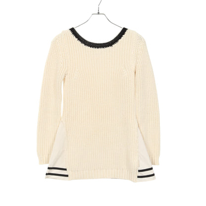 TRICOT COLLO A BARCHET ナイロン切替 セーター コットン ナイロン ホワイト ブラック モンクレール