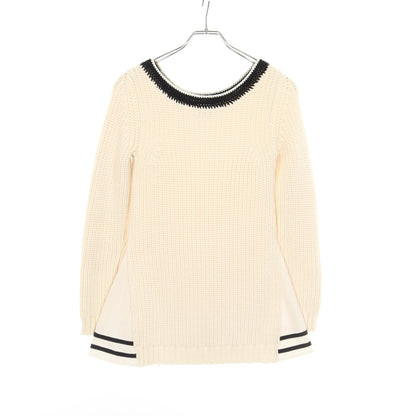 TRICOT COLLO A BARCHET ナイロン切替 セーター コットン ナイロン ホワイト ブラック モンクレール