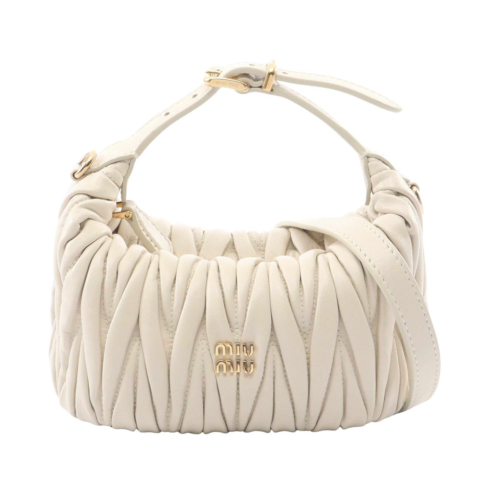 MATELASSE'MIU マテラッセ 2WAY ハンドバッグ レザー ホワイト ミュウミュウ バッグ miu miu