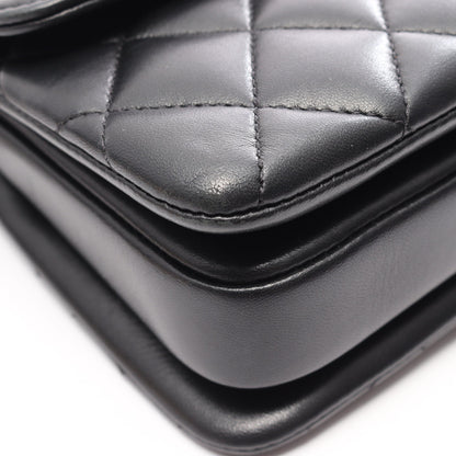 トレンディCC トップハンドル ミニ フラップ 2WAY チェーンショルダーバッグ ラムスキン ブラック ゴールド金具 シャネル