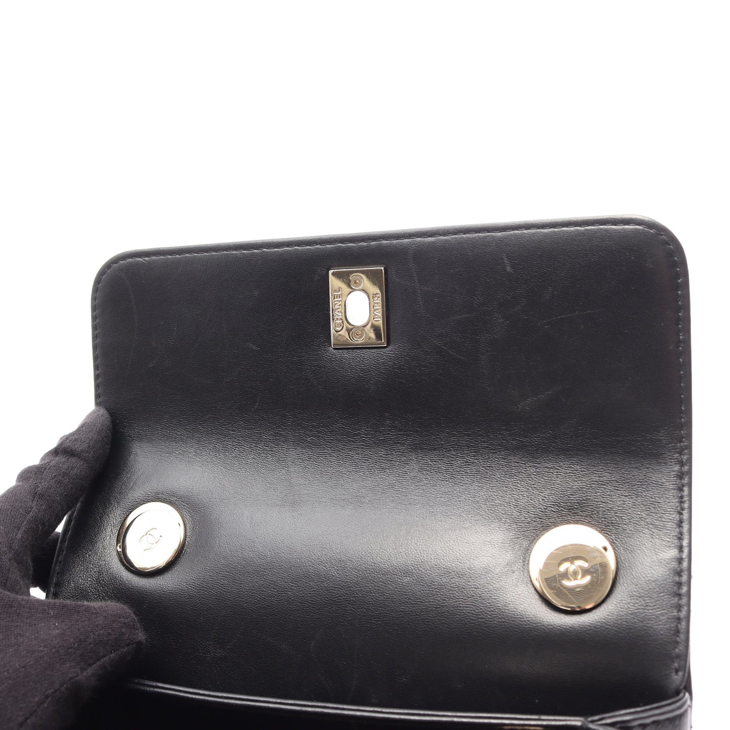 トレンディCC トップハンドル ミニ フラップ 2WAY チェーンショルダーバッグ ラムスキン ブラック ゴールド金具 シャネル