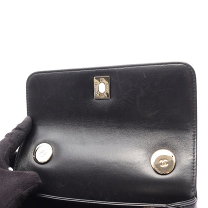 トレンディCC トップハンドル ミニ フラップ 2WAY チェーンショルダーバッグ ラムスキン ブラック ゴールド金具 シャネル