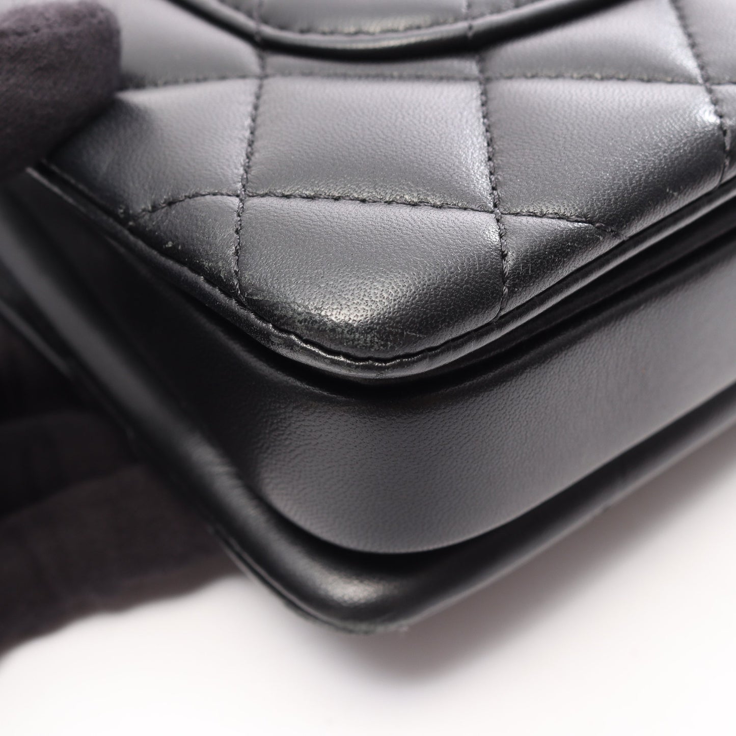 トレンディCC トップハンドル ミニ フラップ 2WAY チェーンショルダーバッグ ラムスキン ブラック ゴールド金具 シャネル