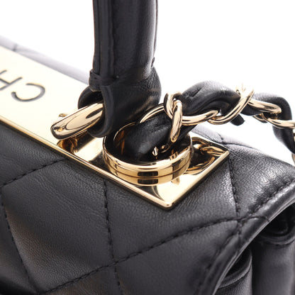 トレンディCC トップハンドル ミニ フラップ 2WAY チェーンショルダーバッグ ラムスキン ブラック ゴールド金具 シャネル