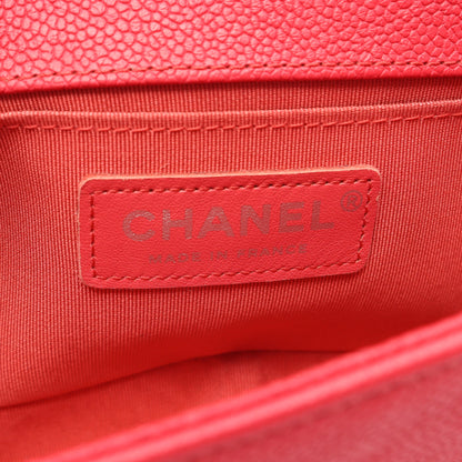 ボーイシャネル スモール チェーンショルダーバッグ キャビアスキン レッド シルバー金具 シャネル
