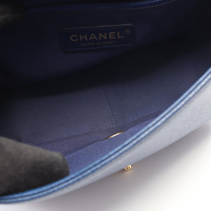 マトラッセ トップハンドル 2WAY チェーンショルダーバッグ キャビアスキン ブルー ゴールド金具 シャネル バッグ CHANEL