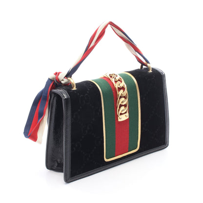 シルヴィ シェリーライン GG柄 2WAY ショルダーバッグ ベロア エナメルレザー ブラック マルチカラー グッチ バッグ GUCCI