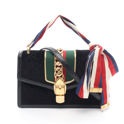 シルヴィ シェリーライン GG柄 2WAY ショルダーバッグ ベロア エナメルレザー ブラック マルチカラー グッチ バッグ GUCCI