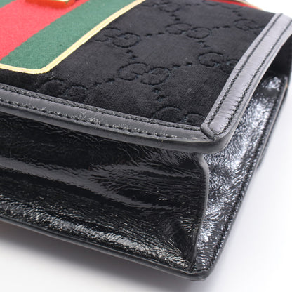 シルヴィ シェリーライン GG柄 2WAY ショルダーバッグ ベロア エナメルレザー ブラック マルチカラー グッチ バッグ GUCCI