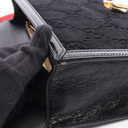 シルヴィ シェリーライン GG柄 2WAY ショルダーバッグ ベロア エナメルレザー ブラック マルチカラー グッチ バッグ GUCCI