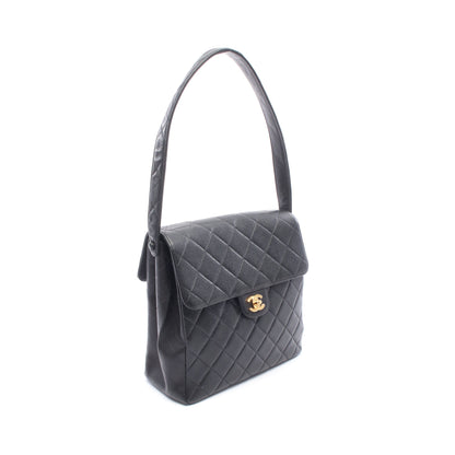 マトラッセ ダブルフェイス ショルダーバッグ キャビアスキン ブラック ゴールド金具 シャネル バッグ CHANEL