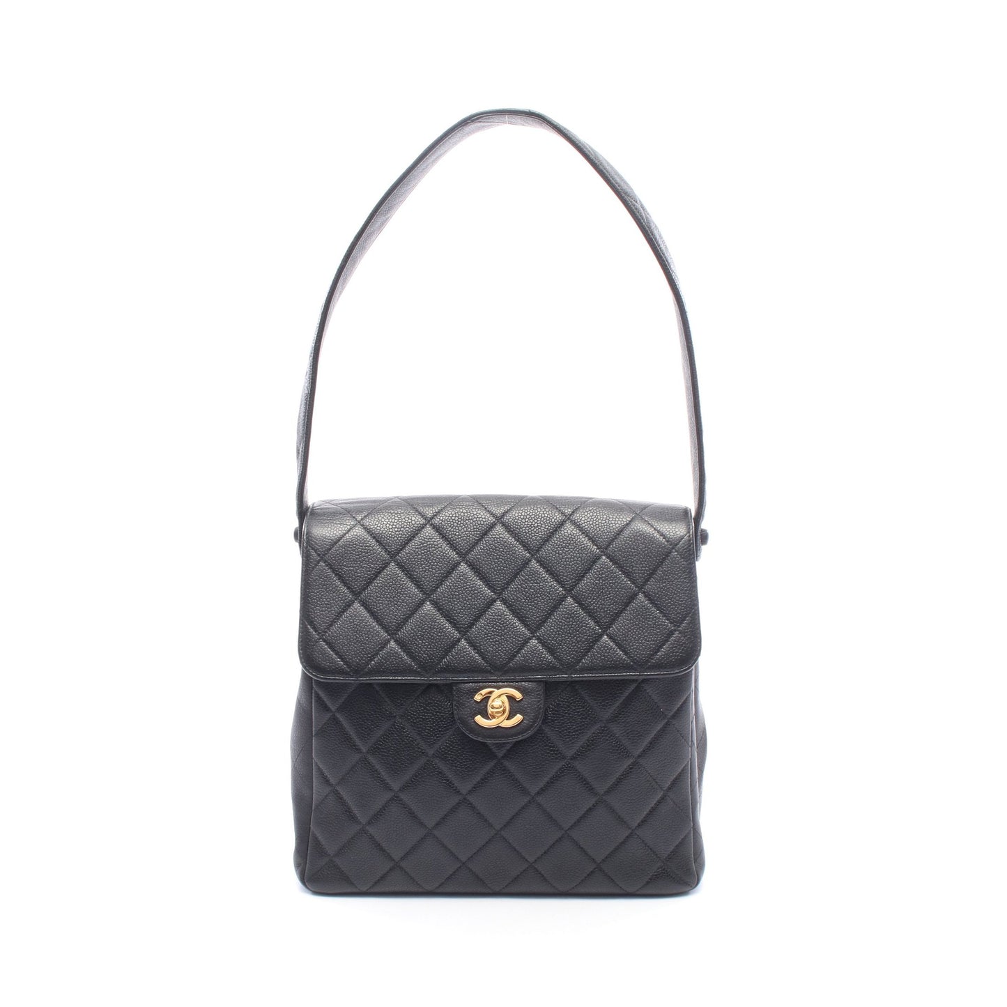 マトラッセ ダブルフェイス ショルダーバッグ キャビアスキン ブラック ゴールド金具 シャネル バッグ CHANEL