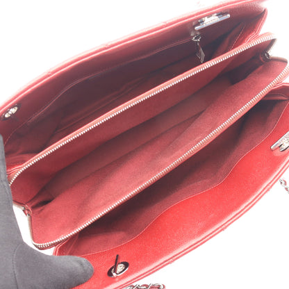 マトラッセ チェーンショルダーバッグ チェーントートバッグ キャビアスキン レッド シルバー金具 シャネル