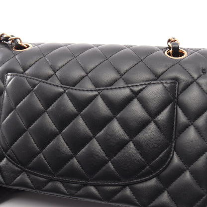 マトラッセ ダブルフラップ チェーンショルダー Wチェーンショルダーバッグ ラムスキン ブラック ゴールド金具 シャネル