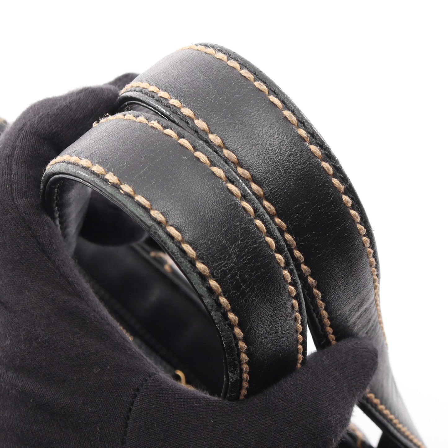 ワイルドステッチ ハンドバッグ レザー ブラック ゴールド金具 シャネル