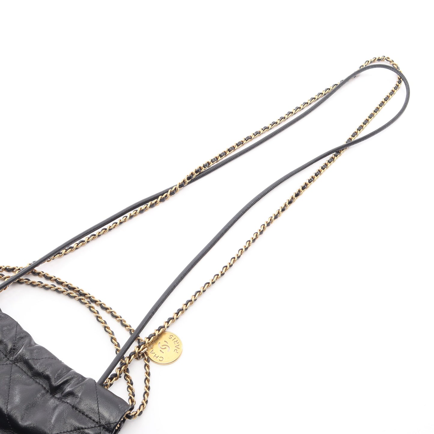 CHANEL 22 ミニ 2WAY チェーンショルダーバッグ レザー ブラック ゴールド金具 シャネル