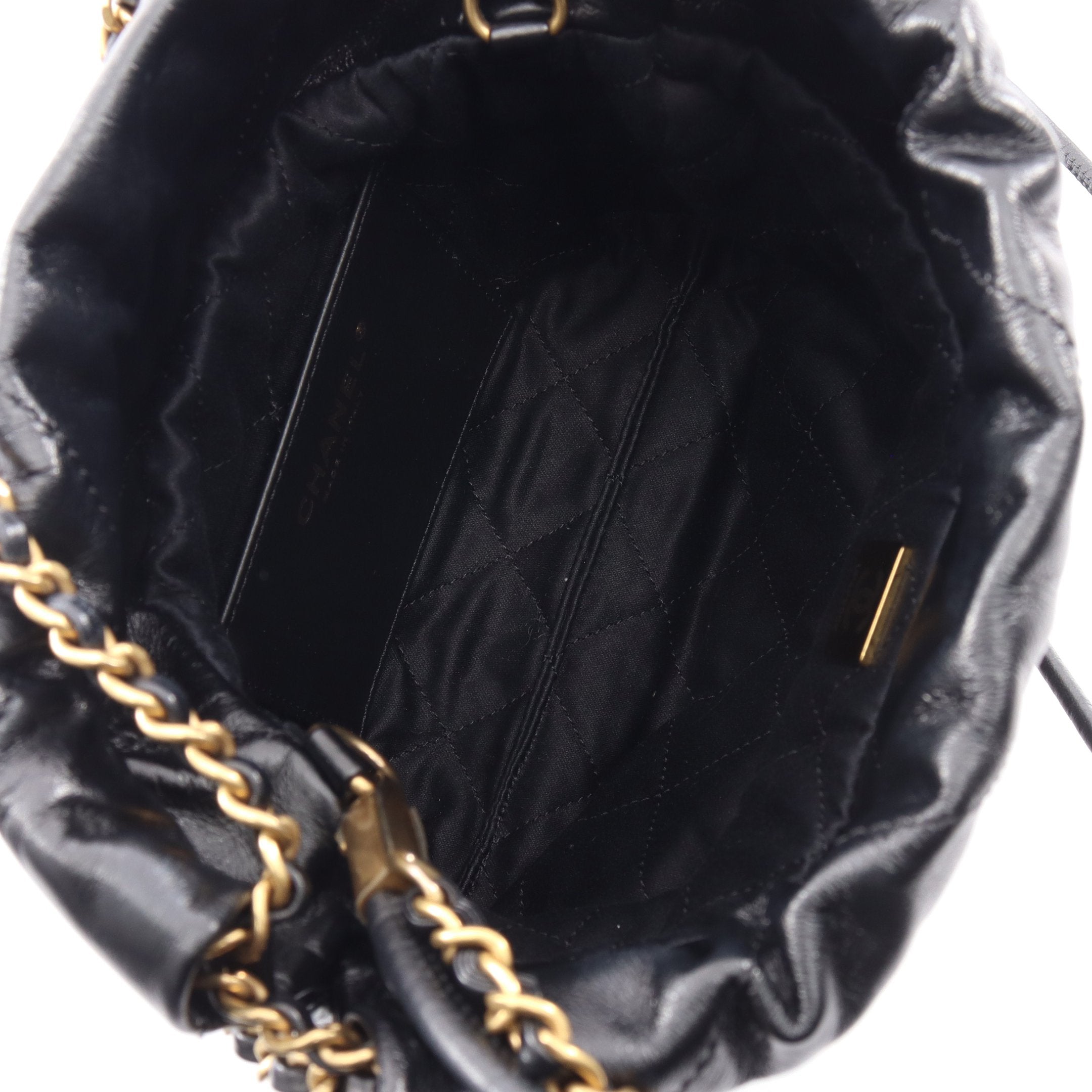 CHANEL 22 ミニ 2WAY チェーンショルダーバッグ レザー ブラック