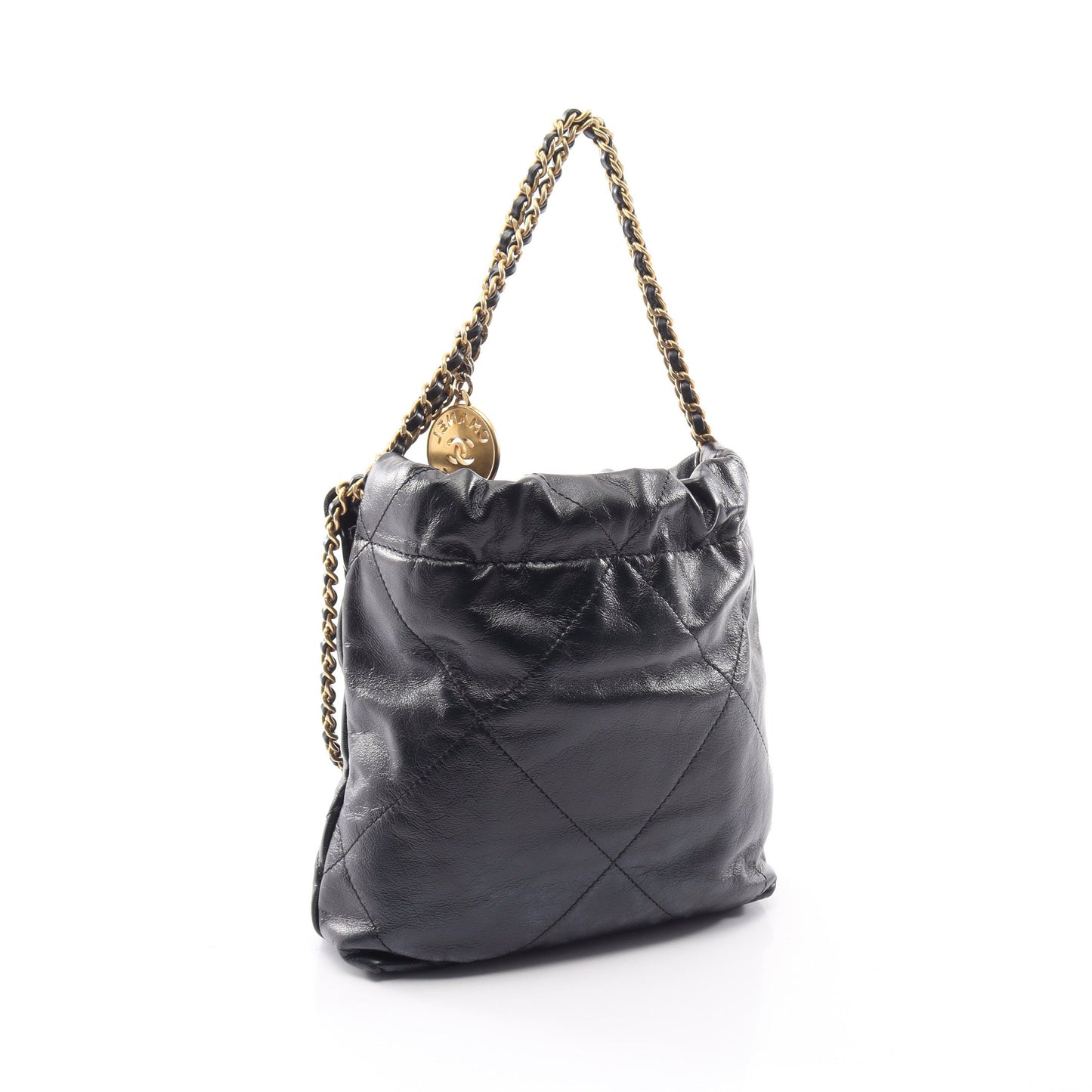 CHANEL 22 ミニ 2WAY チェーンショルダーバッグ レザー ブラック ゴールド金具 シャネル