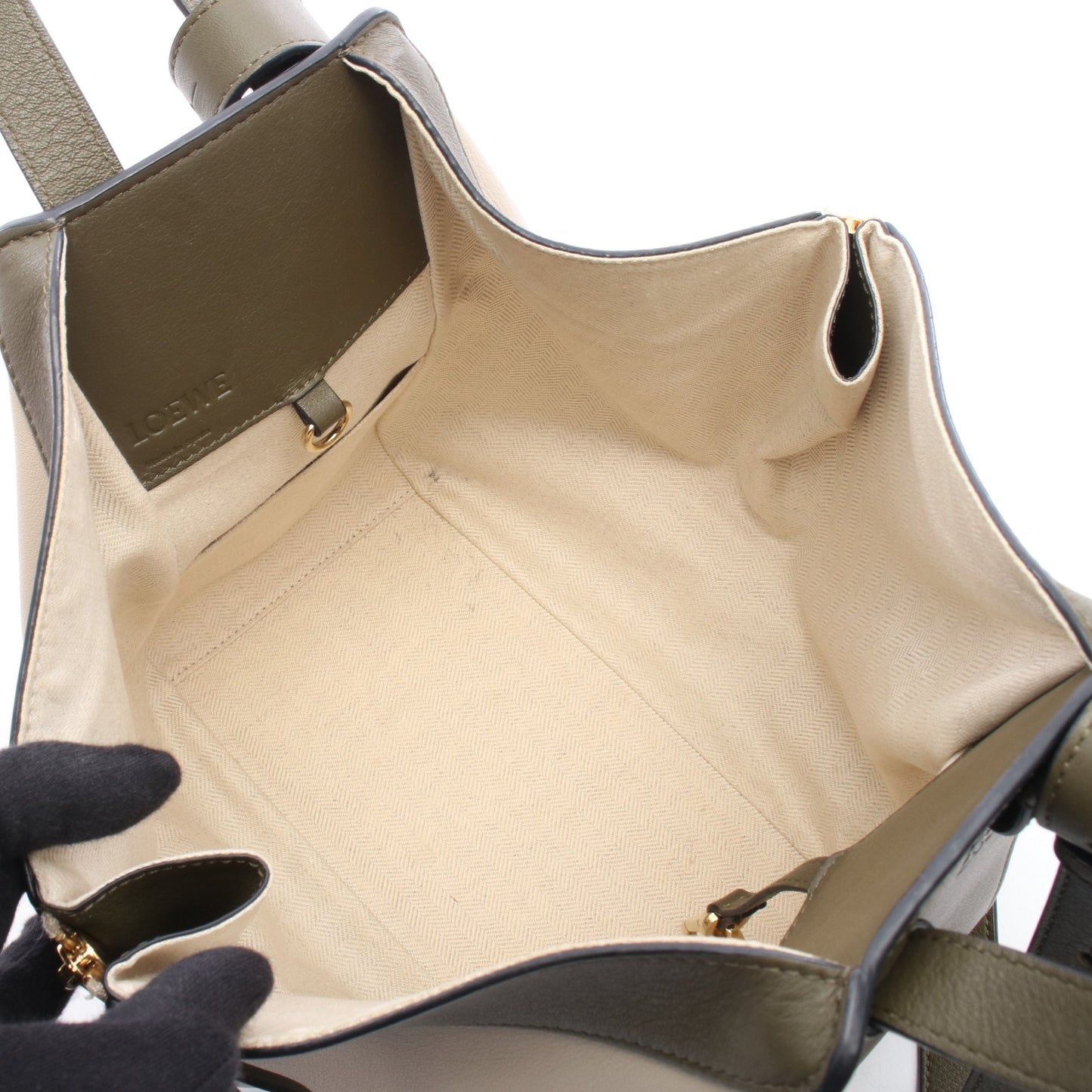 HAMMOCK SMALL ハンモック スモール 2WAY ハンドバッグ レザー カーキグリーン ベージュ ロエベ