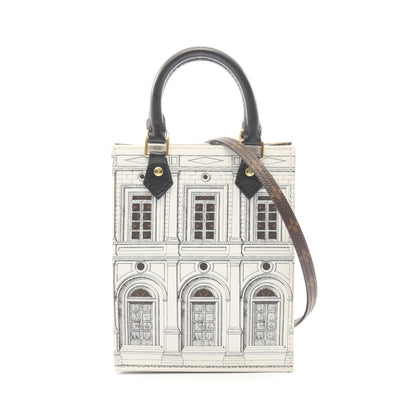 LOUIS VUITTON × FORNASETTI プティット サックプラ モノグラム 2WAY ハンドバッグ PVC レザー ホワイト ブラウン ブラック ルイヴィトン