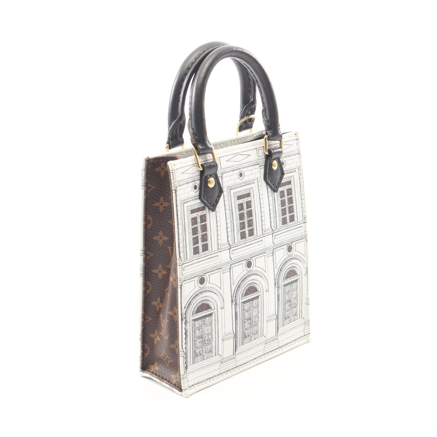 LOUIS VUITTON × FORNASETTI プティット サックプラ モノグラム 2WAY ハンドバッグ PVC レザー ホワイト ブラウン ブラック ルイヴィトン