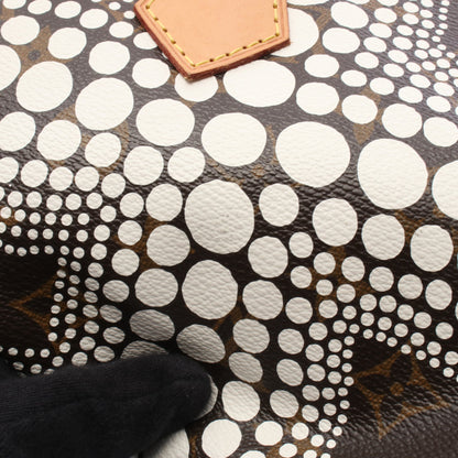 LOUIS VUITTON × yayoi kusama スピーディ30 モノグラムタウン ハンドバッグ PVC レザー ホワイト ブラウン ルイヴィトン