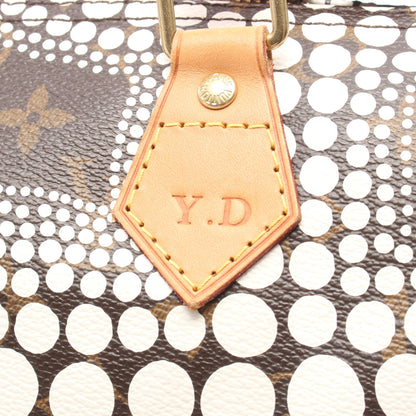 LOUIS VUITTON × yayoi kusama スピーディ30 モノグラムタウン ハンドバッグ PVC レザー ホワイト ブラウン ルイヴィトン