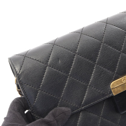 マトラッセ チェーンショルダーバッグ レザー ブラック ゴールド金具 シャネル