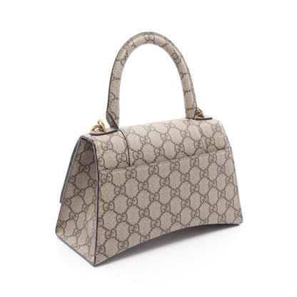 GUCCI × BALENCIAGA ハッカープロジェクト フローラ アワーグラス ハンドバッグ PVC ベージュ ダークブラウン グッチ