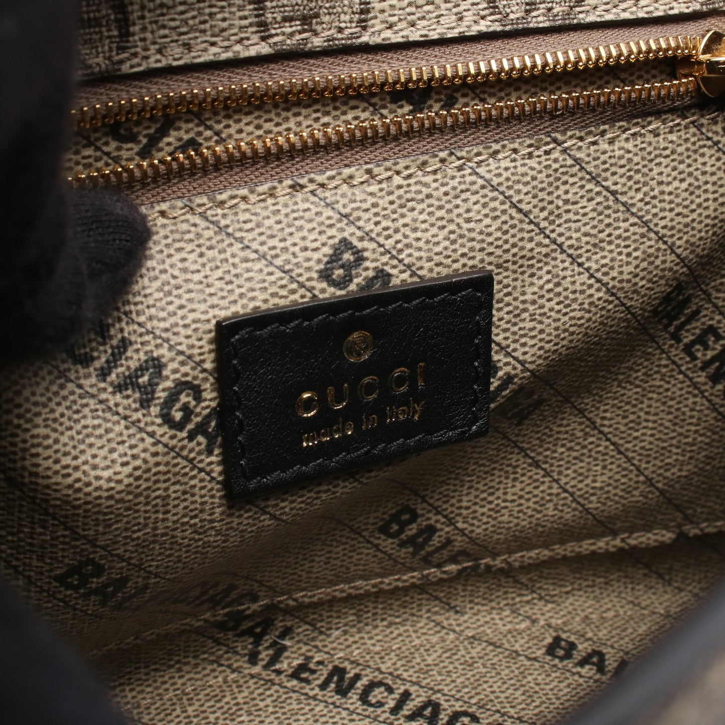 GUCCI × BALENCIAGA ハッカープロジェクト フローラ アワーグラス ハンドバッグ PVC ベージュ ダークブラウン グッチ